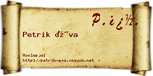Petrik Éva névjegykártya