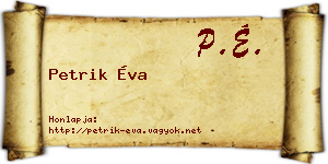 Petrik Éva névjegykártya